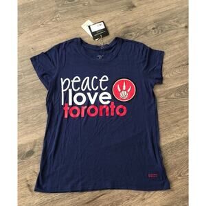 Peace Love World Toronto Raptors NBA Team Crew Neck Shirt Blue XSMALL